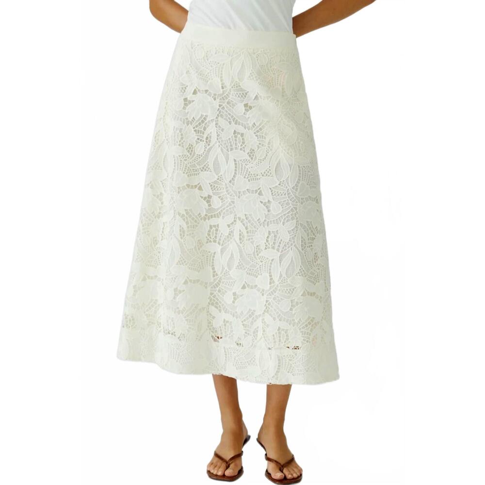 NEW OUI lace midi skirt in off white